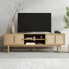 Meuble TV Lucas en bois avec portes Console multimédia contemporaine