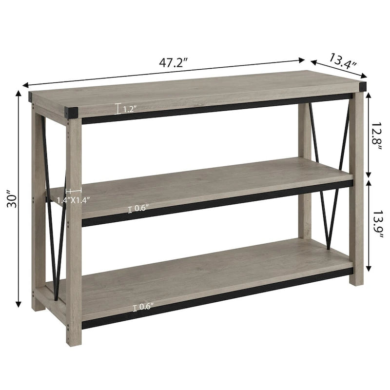 Console de table étroite de ferme à 3 niveaux en bois