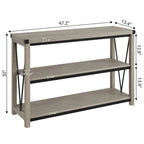 Console de table étroite de ferme à 3 niveaux en bois