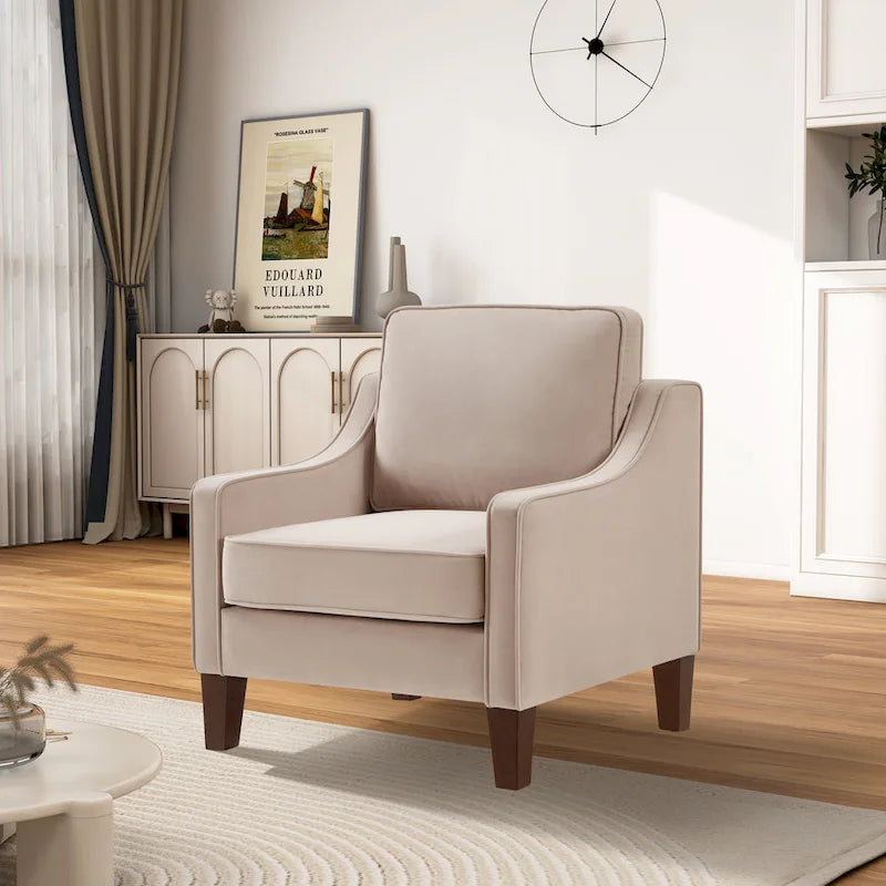 Fauteuil d'appoint moderne en velours, fauteuil simple