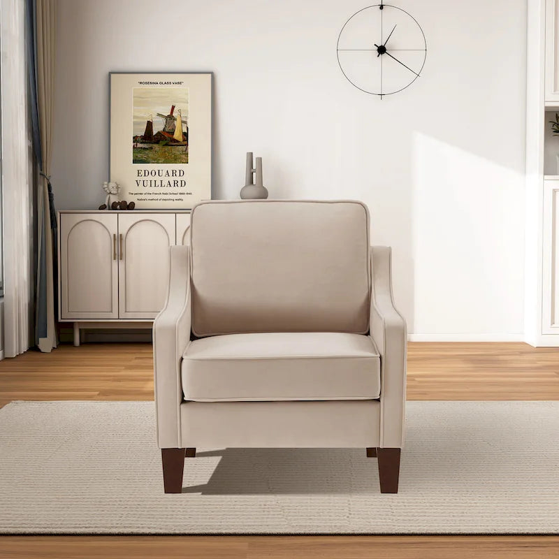 Fauteuil d'appoint moderne en velours, fauteuil simple