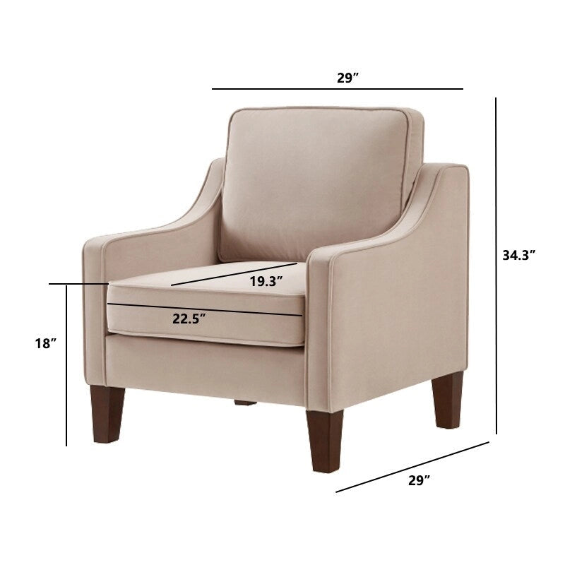 Fauteuil d'appoint moderne en velours, fauteuil simple