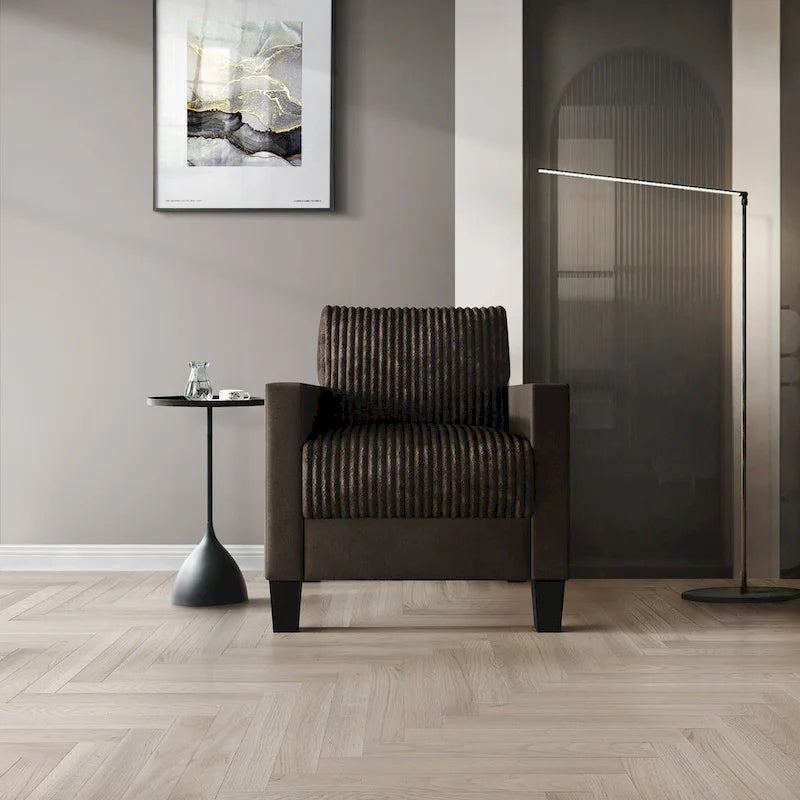 Fauteuil rembourré en velours côtelé de style Mid-Century Modern