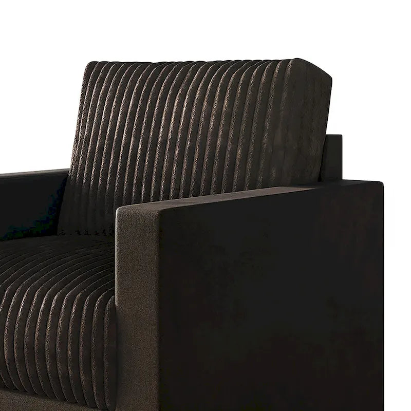 Fauteuil rembourré en velours côtelé de style Mid-Century Modern