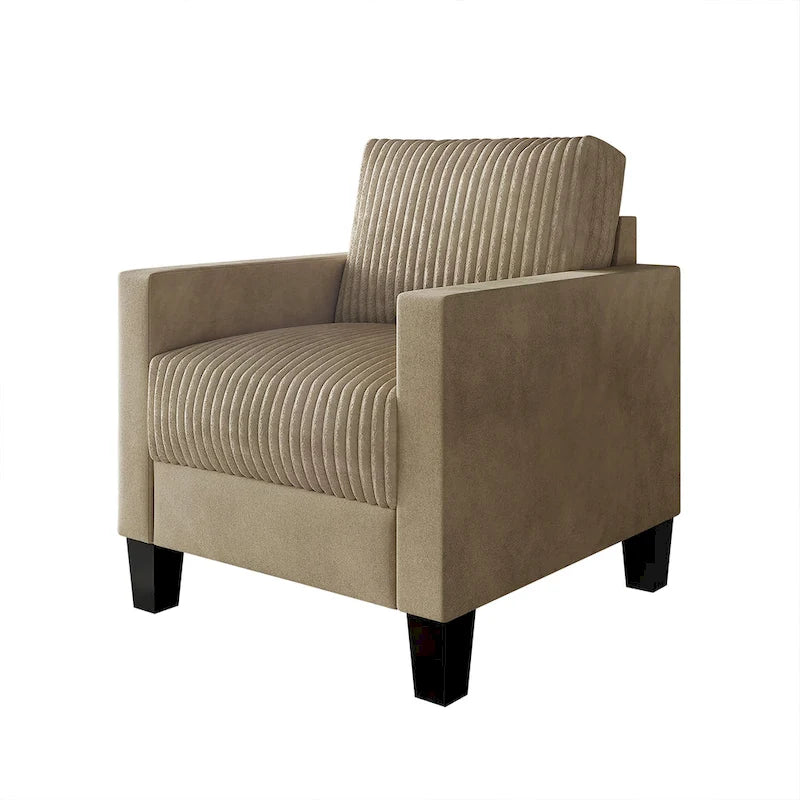 Fauteuil rembourré en velours côtelé de style Mid-Century Modern