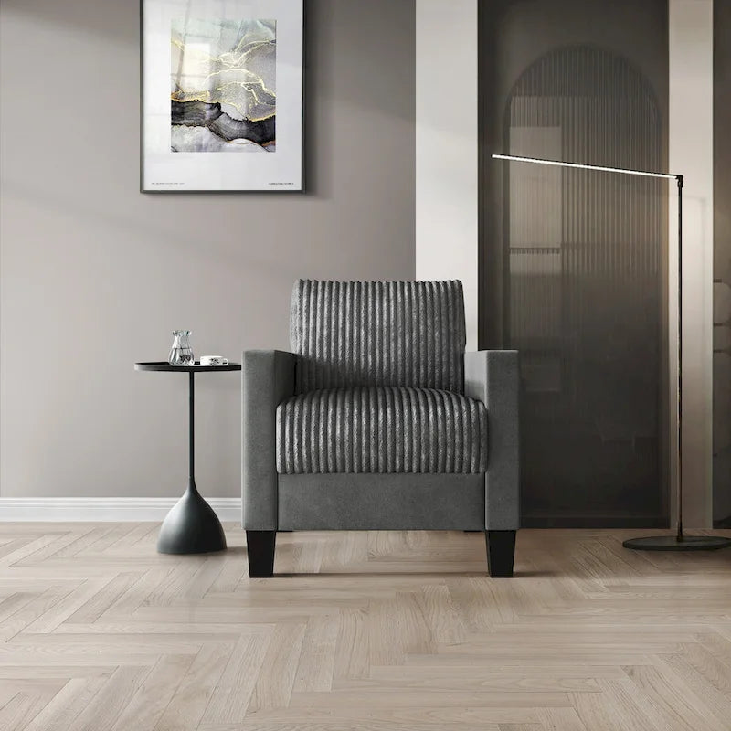 Fauteuil rembourré en velours côtelé de style Mid-Century Modern