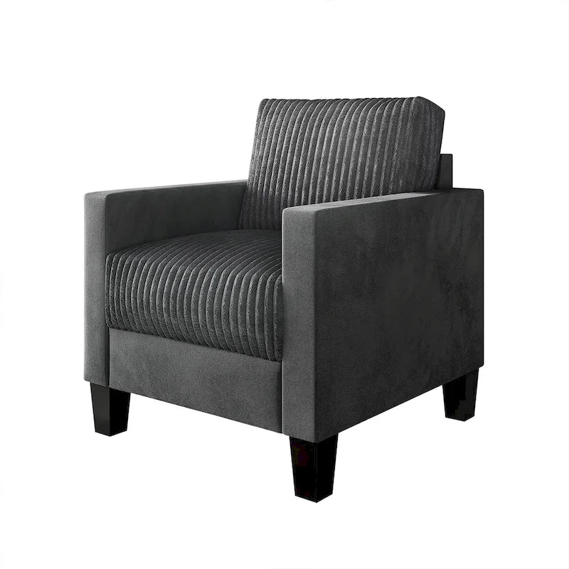 Fauteuil rembourré en velours côtelé de style Mid-Century Modern