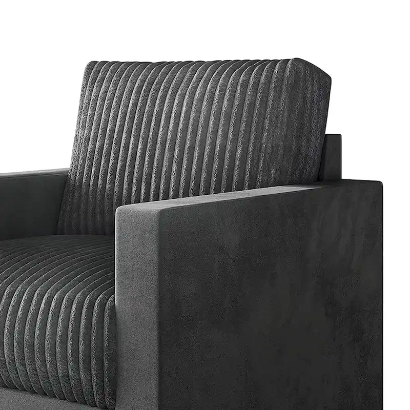 Fauteuil rembourré en velours côtelé de style Mid-Century Modern