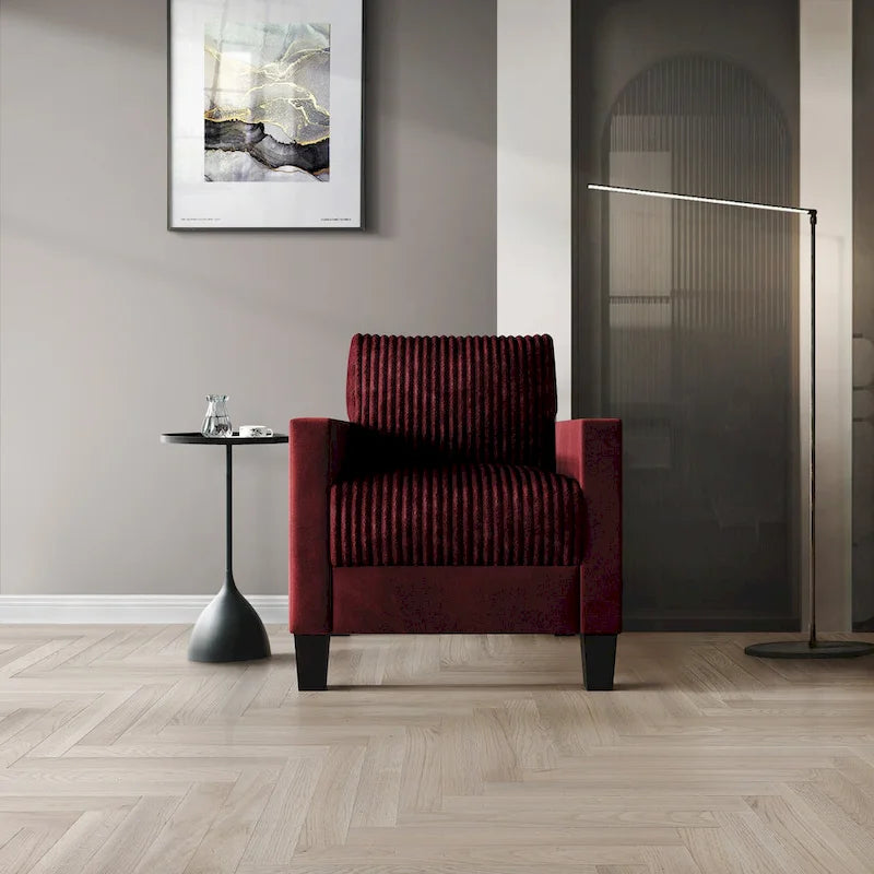 Fauteuil rembourré en velours côtelé de style Mid-Century Modern