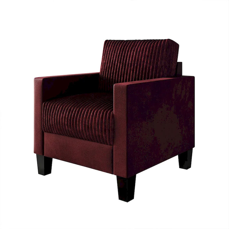 Fauteuil rembourré en velours côtelé de style Mid-Century Modern