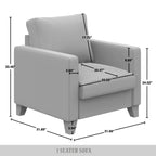 Fauteuil rembourré en velours côtelé de style Mid-Century Modern