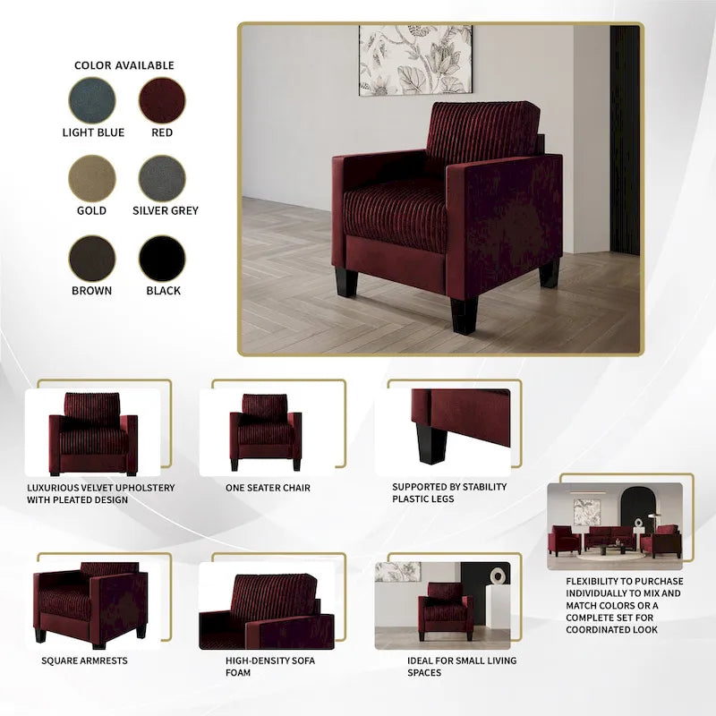 Fauteuil rembourré en velours côtelé de style Mid-Century Modern