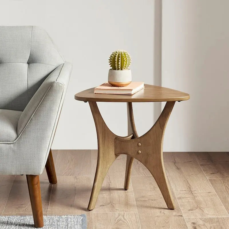Table d'appoint latérale en bois triangulaire, table d'appoint moderne pour salon, chambre à coucher, studio