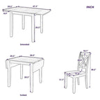 Ensemble de salle à manger 3 pièces avec 2 chaises pour petits espaces