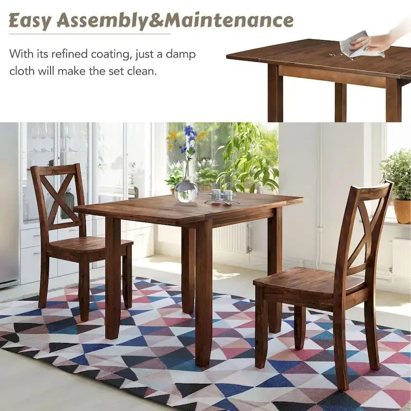 Ensemble de salle à manger 3 pièces avec 2 chaises pour petits espaces