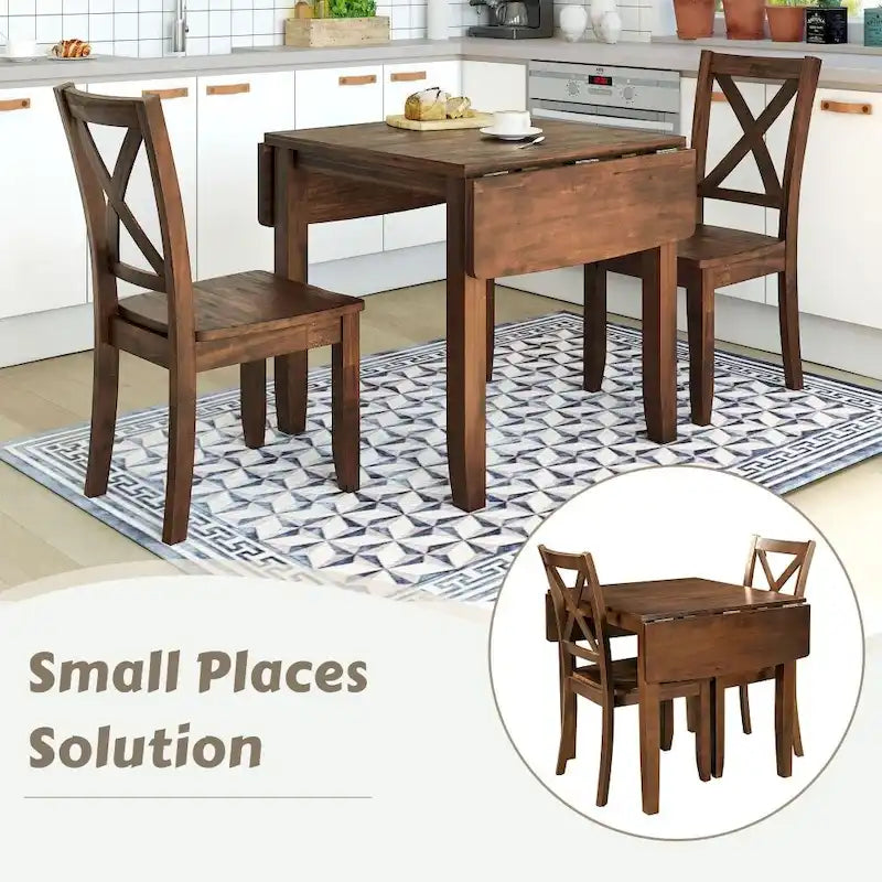Ensemble de salle à manger 3 pièces avec 2 chaises pour petits espaces