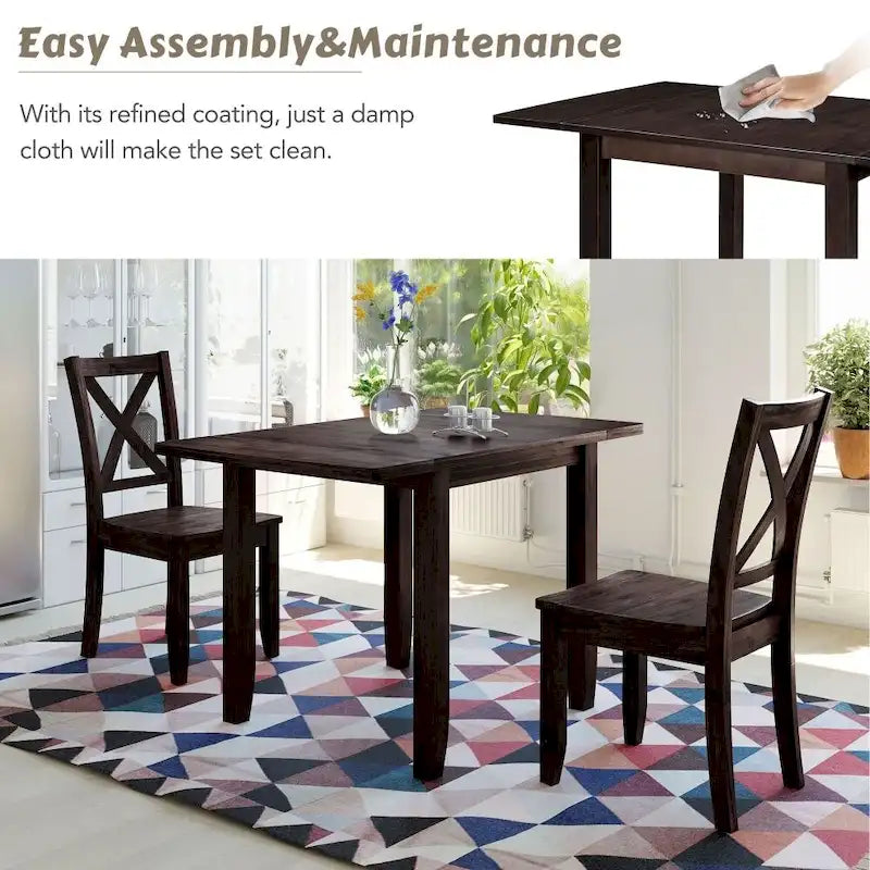 Ensemble de salle à manger 3 pièces avec 2 chaises pour petits espaces
