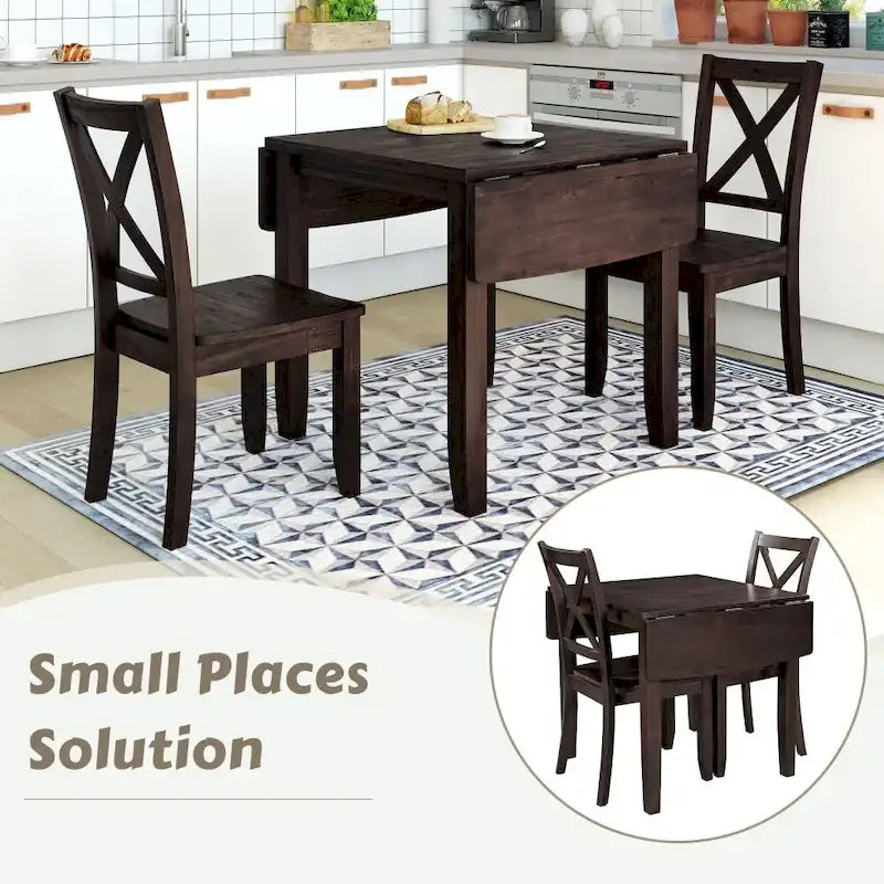 Ensemble de salle à manger 3 pièces avec 2 chaises pour petits espaces
