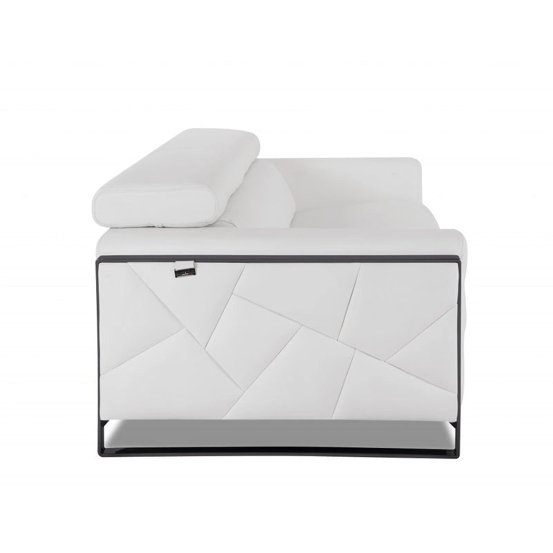 Canapé en cuir italien blanc 89 avec pieds argentés - 35H x 89W x 43P