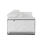 Canapé en cuir italien blanc 89 avec pieds argentés - 35H x 89W x 43P