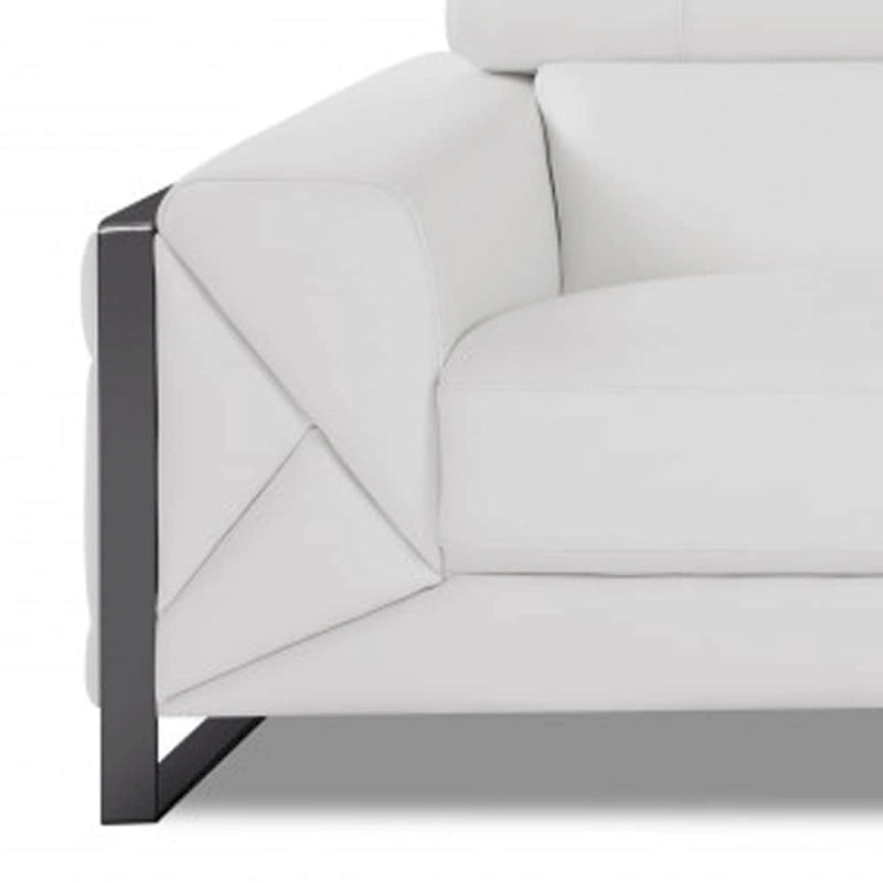 Canapé en cuir italien blanc 89 avec pieds argentés - 35H x 89W x 43P