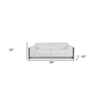 Canapé en cuir italien blanc 89 avec pieds argentés - 35H x 89W x 43P