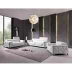 Canapé en cuir italien blanc 89 avec pieds argentés - 35H x 89W x 43P