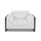 Canapé en cuir italien blanc 89 avec pieds argentés - 35H x 89W x 43P
