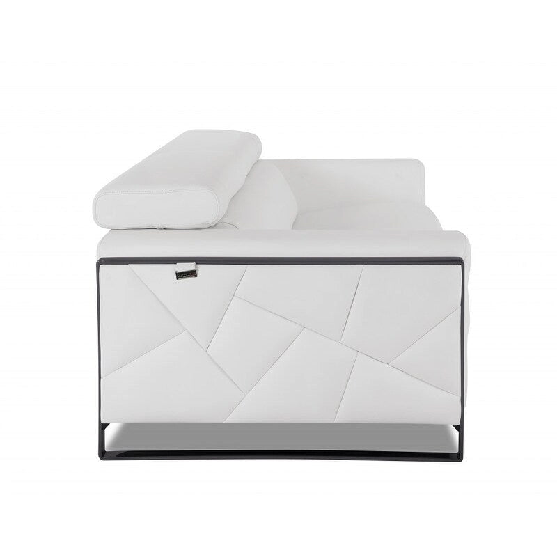 Canapé en cuir italien blanc 89 avec pieds argentés - 35H x 89W x 43P