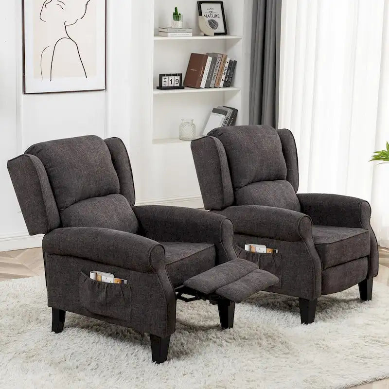 Fauteuil inclinable manuel avec accoudoirs, réglable, à oreilles, lot de 2