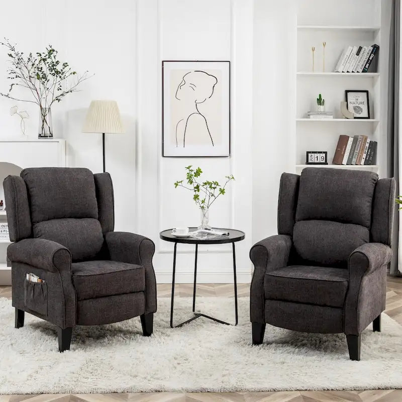 Fauteuil inclinable manuel avec accoudoirs, réglable, à oreilles, lot de 2