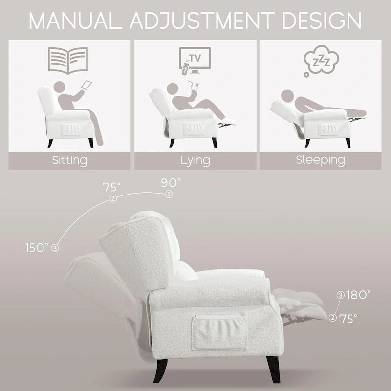 Fauteuil inclinable manuel avec accoudoirs, réglable, à oreilles, lot de 2