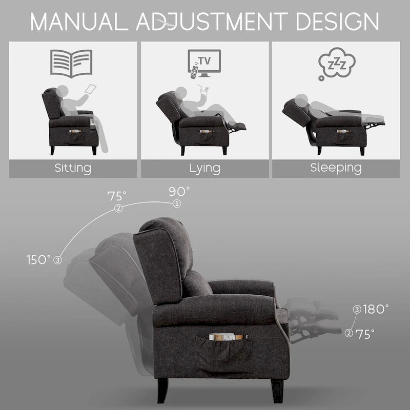 Fauteuil inclinable manuel avec accoudoirs, réglable, à oreilles, lot de 2