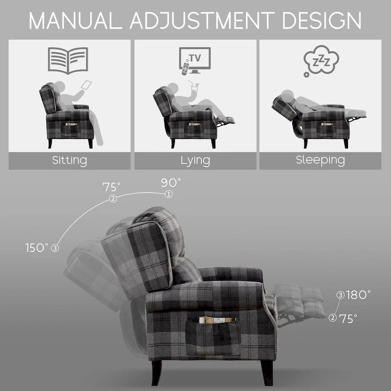 Fauteuil inclinable manuel avec accoudoirs, réglable, à oreilles, lot de 2