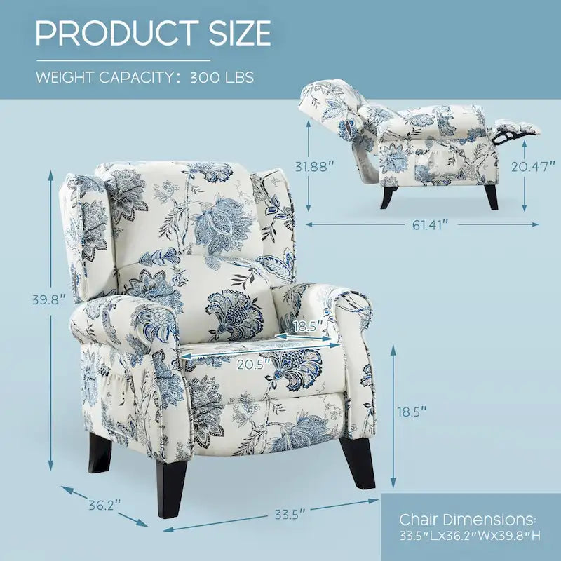 Fauteuil inclinable manuel avec accoudoirs, réglable, à oreilles, lot de 2