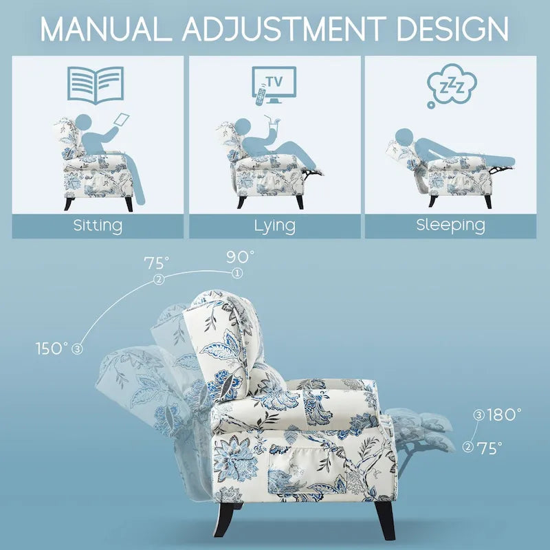 Fauteuil inclinable manuel avec accoudoirs, réglable, à oreilles, lot de 2