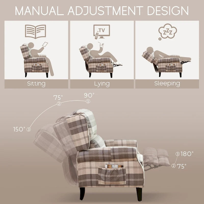 Fauteuil inclinable manuel avec accoudoirs, réglable, à oreilles, lot de 2