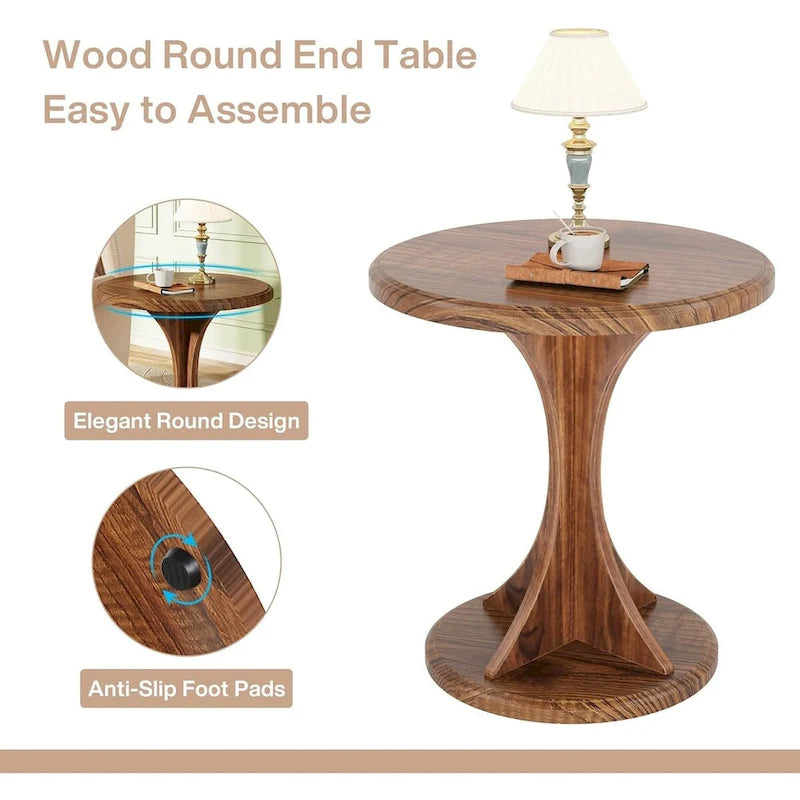 Table d'appoint ronde pour salon, petite table d'appoint en bois pour canapé, montage facile