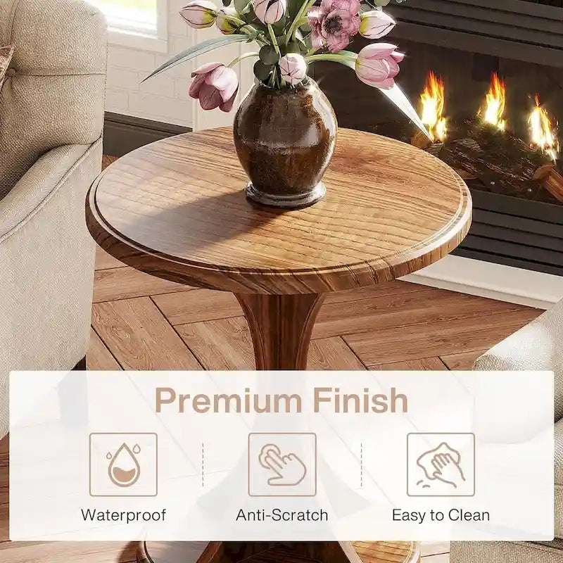 Table d'appoint ronde pour salon, petite table d'appoint en bois pour canapé, montage facile