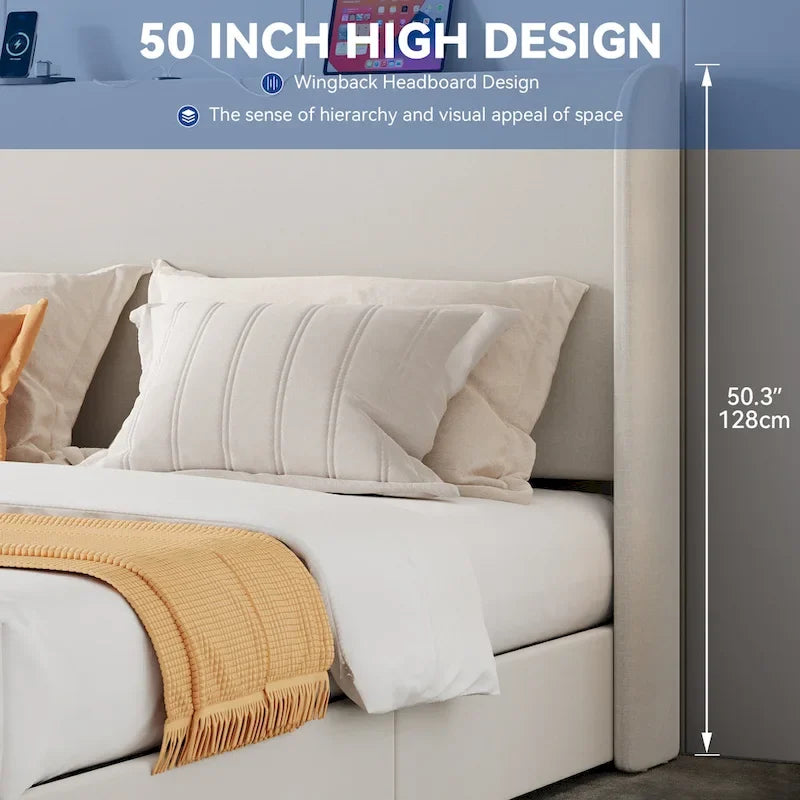 Cadre de lit relevable avec rangement intégré