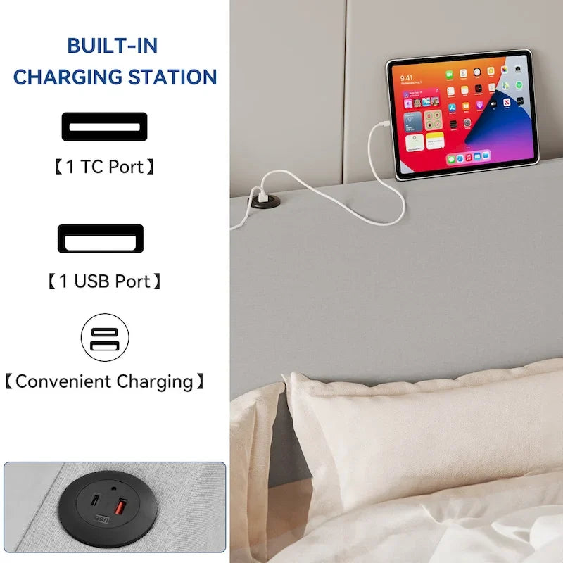 Cadre de lit relevable avec rangement intégré