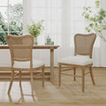 Chaises de salle à manger Reno Farmhouse en bois d'hévéa avec dossier en rotin (lot de 2)