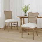 Chaises de salle à manger Reno Farmhouse en bois d'hévéa avec dossier en rotin (lot de 2)