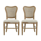 Chaises de salle à manger Reno Farmhouse en bois d'hévéa avec dossier en rotin (lot de 2)