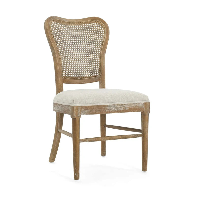 Chaises de salle à manger Reno Farmhouse en bois d'hévéa avec dossier en rotin (lot de 2)