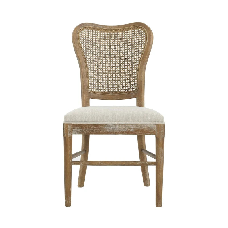 Chaises de salle à manger Reno Farmhouse en bois d'hévéa avec dossier en rotin (lot de 2)
