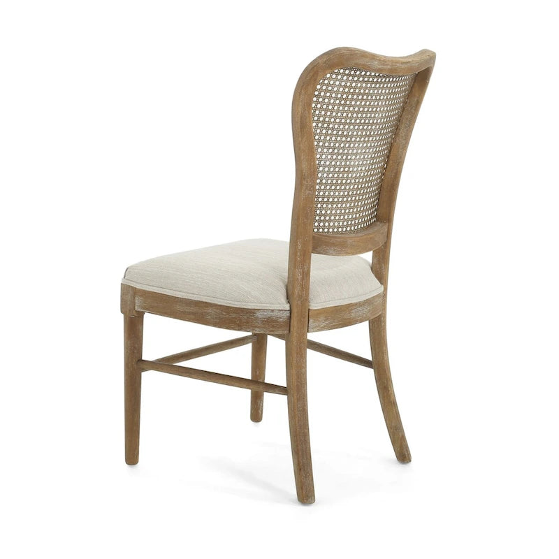 Chaises de salle à manger Reno Farmhouse en bois d'hévéa avec dossier en rotin (lot de 2)