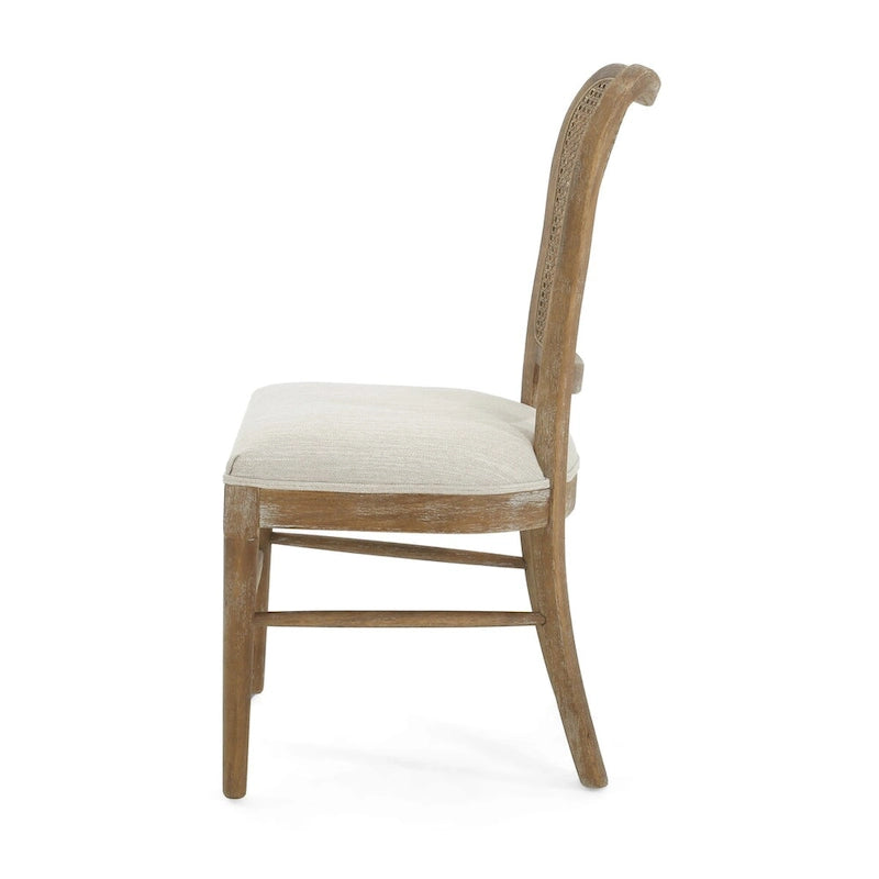 Chaises de salle à manger Reno Farmhouse en bois d'hévéa avec dossier en rotin (lot de 2)