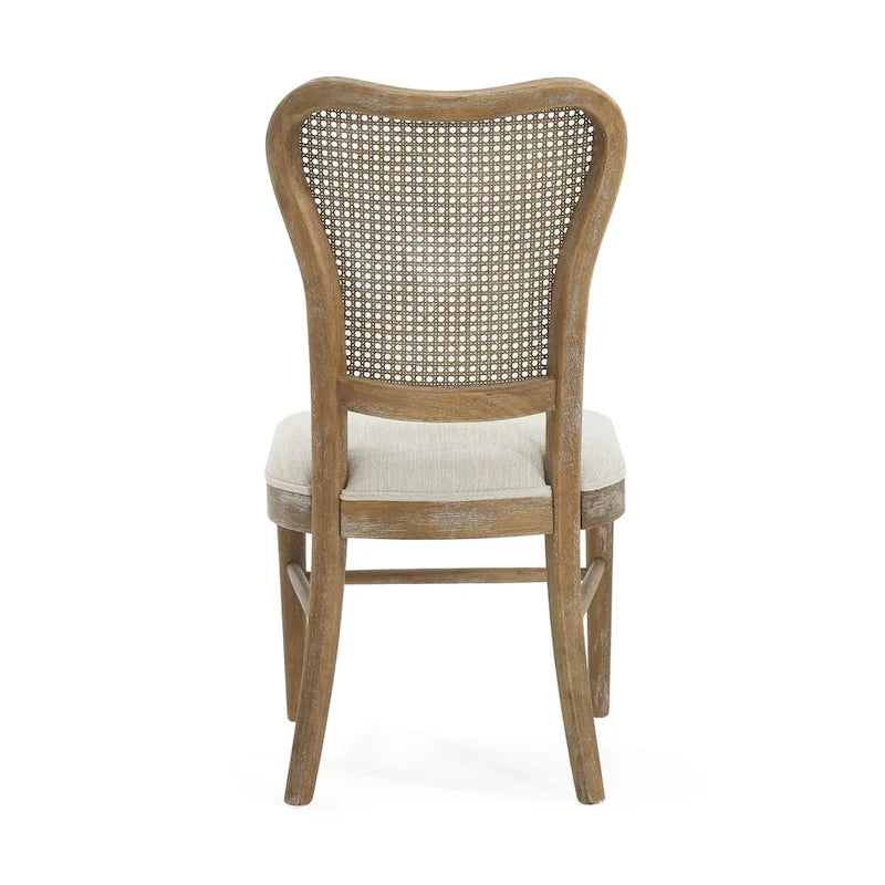 Chaises de salle à manger Reno Farmhouse en bois d'hévéa avec dossier en rotin (lot de 2)