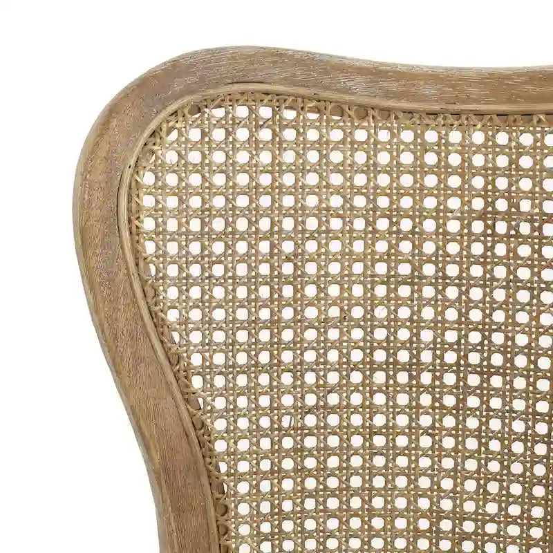 Chaises de salle à manger Reno Farmhouse en bois d'hévéa avec dossier en rotin (lot de 2)